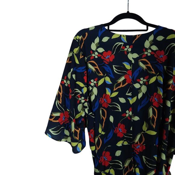 Eloquii Womens Maxi Dress 18 Floral Wrap Boho Ruffle V Neck Tie Waist Flowy Chic - Picture 10 of 14